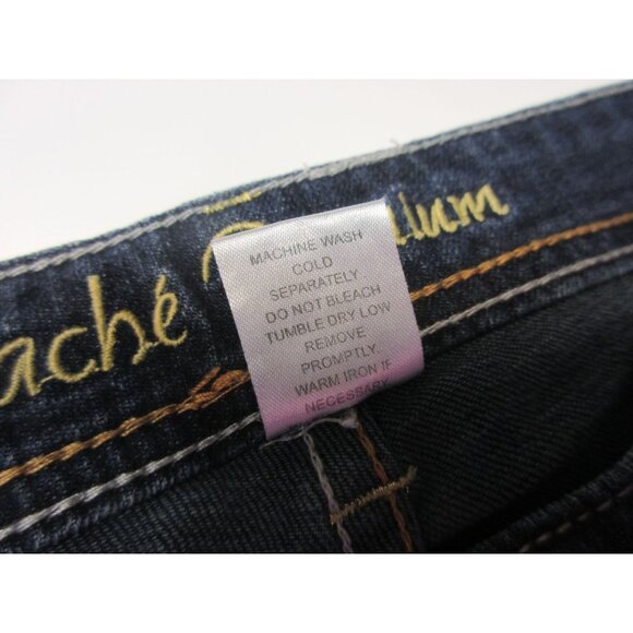 Vintage Y2K Cache Boot Cut Mid Rise Jeans 10 Gold Trim Rhinestone STRETCH - Picture 14 of 14